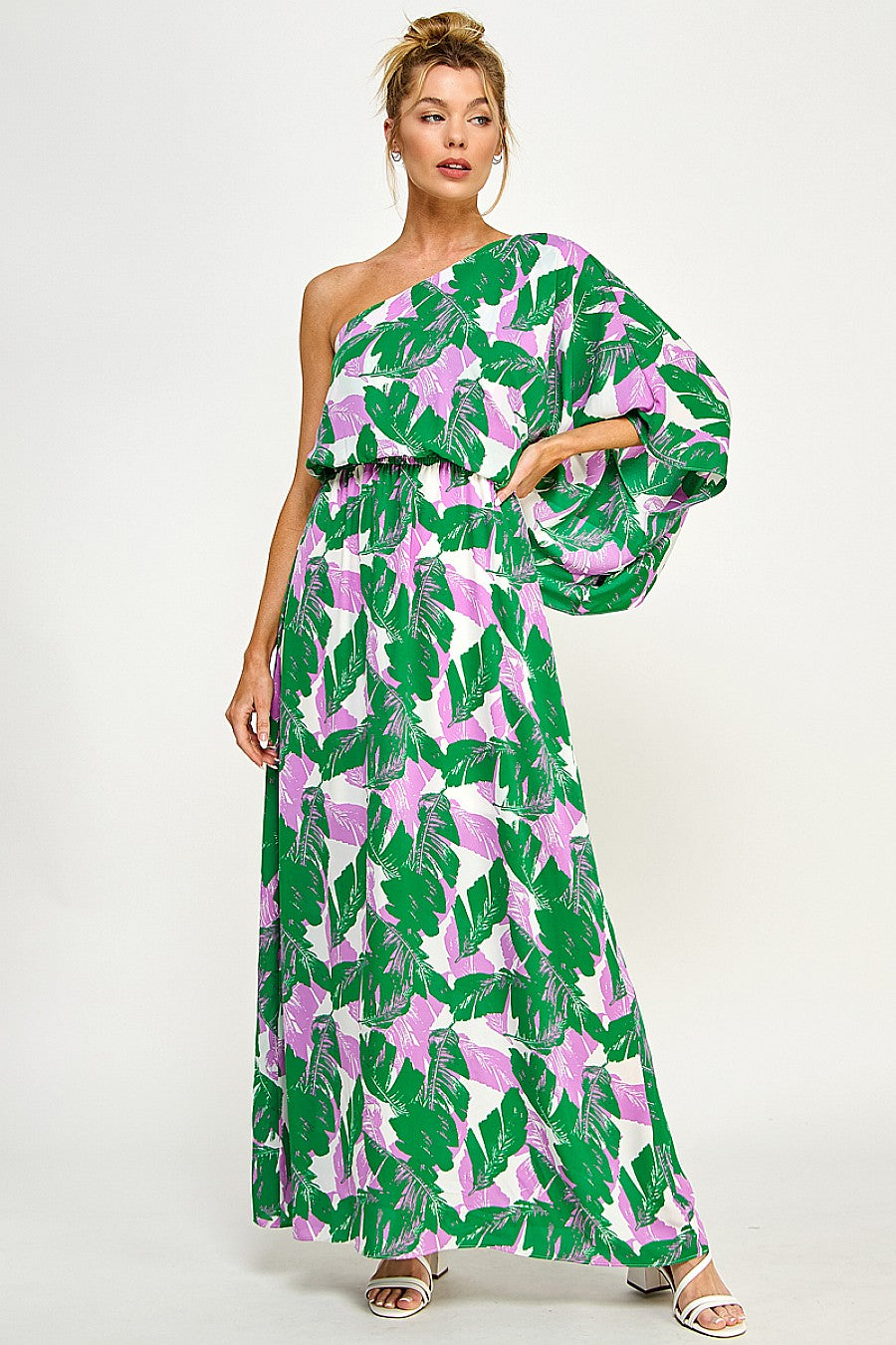 Long Floral One Shoulder Dress