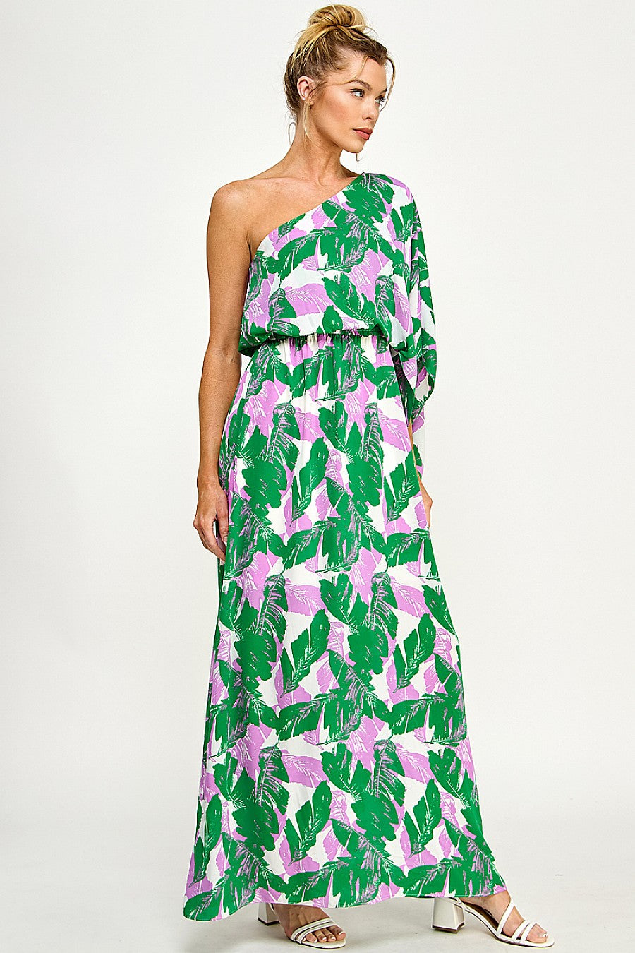 Long Floral One Shoulder Dress