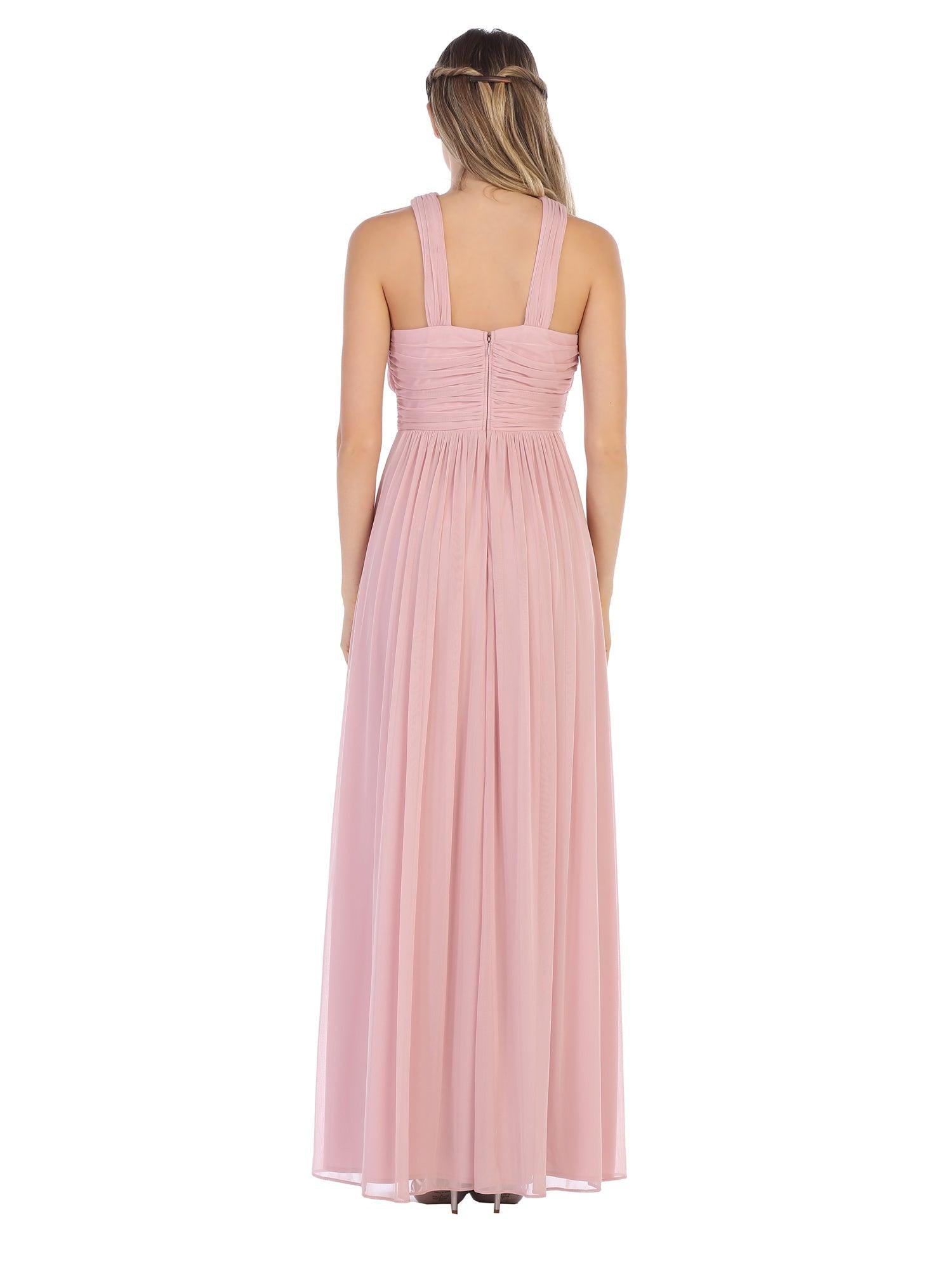 Eva 3280 Dusty Rose XL Long Criss Cross Halter Bridesmaids Dress Sale